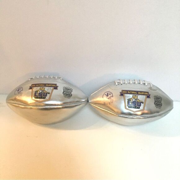 COLLIGATE LSU TIGERS NATIONAL CHAMPIONSHIP COMMEMORATIVE FOOTBALLS 2X - Picture 2 of 5
